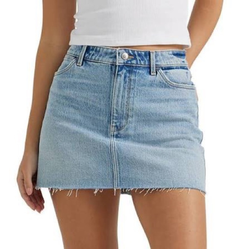 Wrangler Raw Hem Denim Mini Skirt - Picture 1 of 6